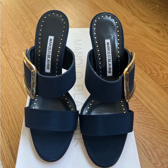 Manolo Blahnik Gable 90 Silk Sandal 37.5
